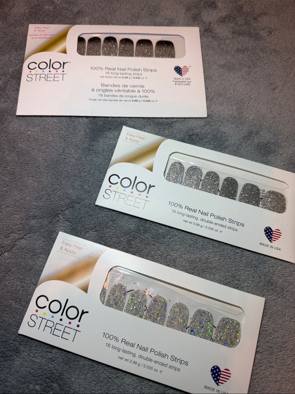 3NEW Color Street Silver  Glitter Nail Strips